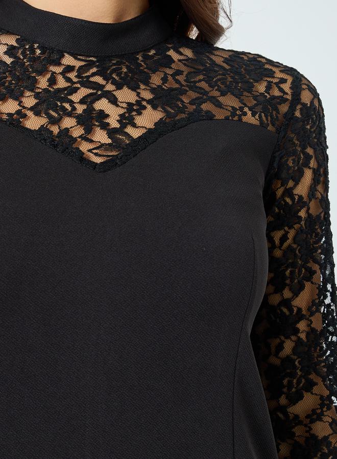 ستايلي فستان ميدي بأكمام طويلة وقصة ذيل السمكة - Image 3